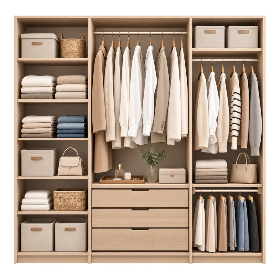 Armoire soigneusement triée et organisée